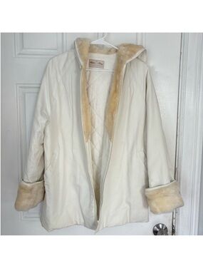 Vintage Cream Parka with Faux Fur Trim